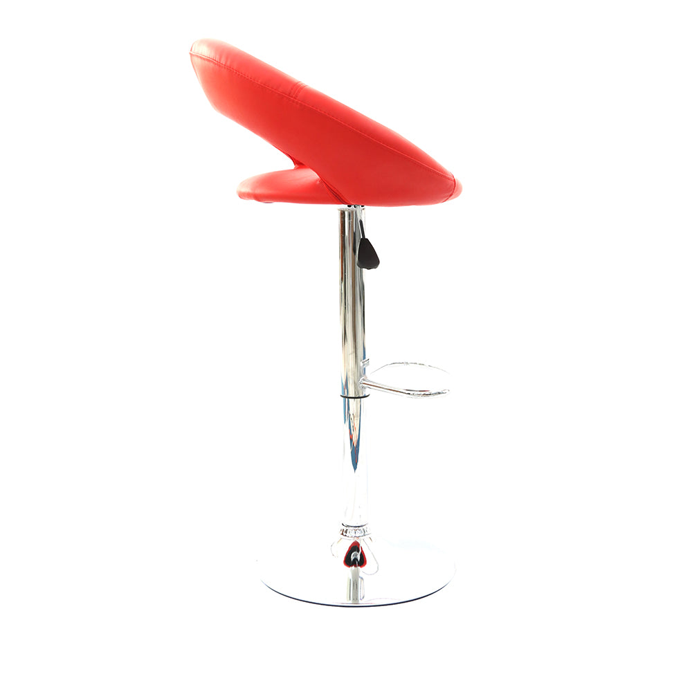 HEIGHT ADJUSTABLE RED CUSHIONED BAR STOOL