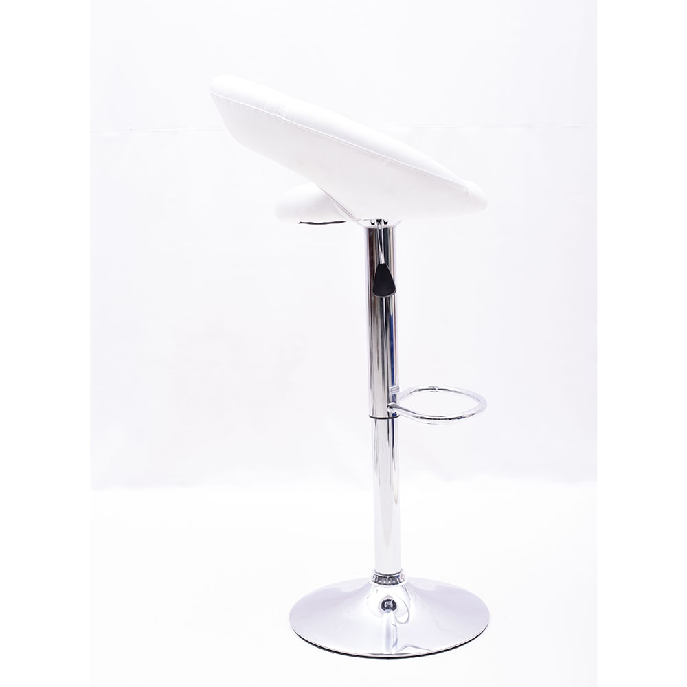 HEIGHT ADJUSTABLE WHITE CUSHIONED BAR STOOL