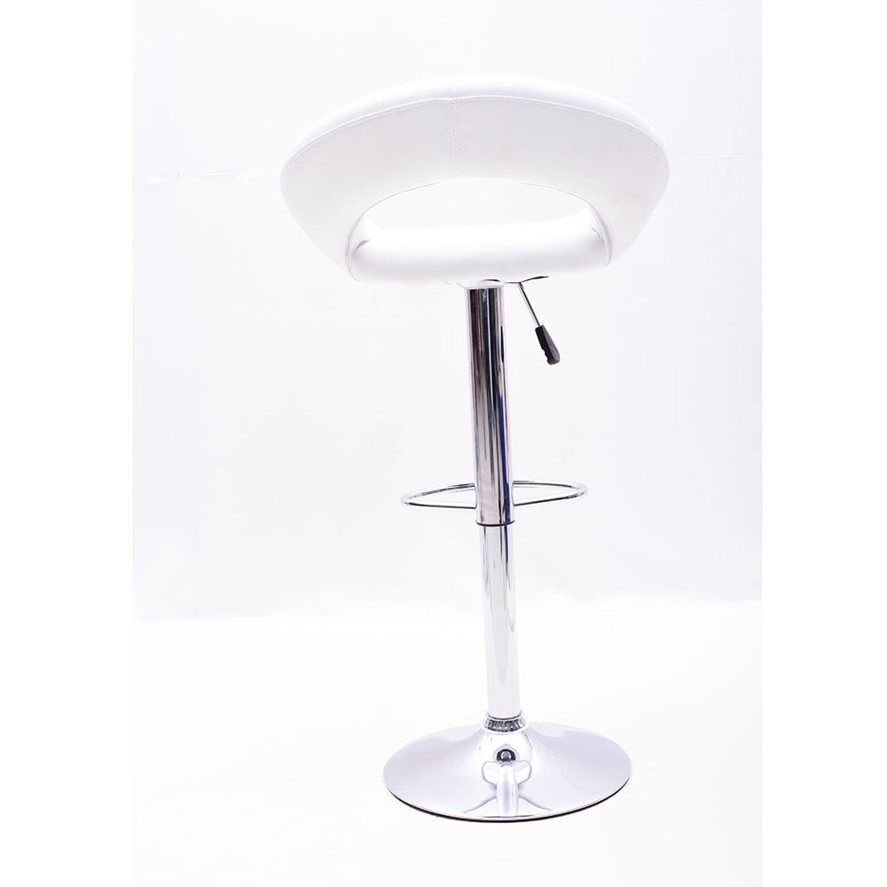 HEIGHT ADJUSTABLE WHITE CUSHIONED BAR STOOL