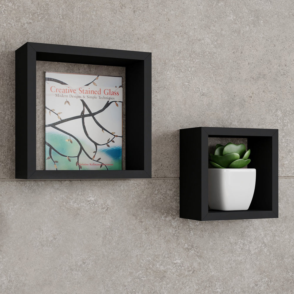 BLACK WALL SQUARE FLOATING SHELF