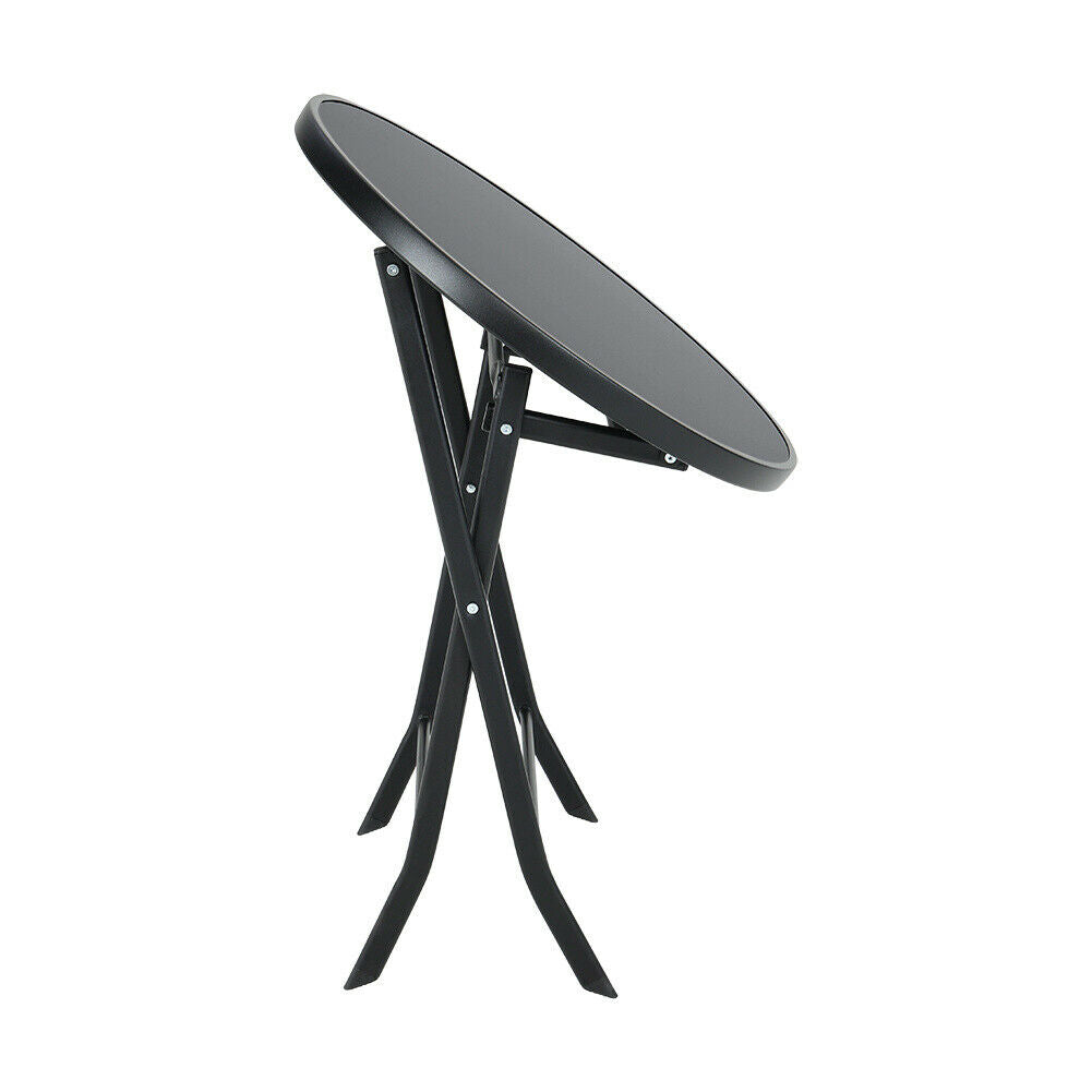 ROUND TEMPERED GLASS FOLDABLE COFFEE TABLE
