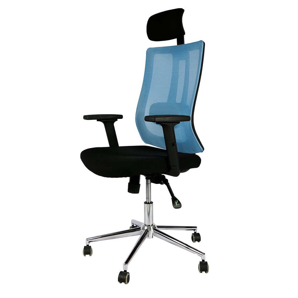 ERGONOMIC MESH EXECUTIVE OFFICE CHAIR WITH HEADREST - BLUE
