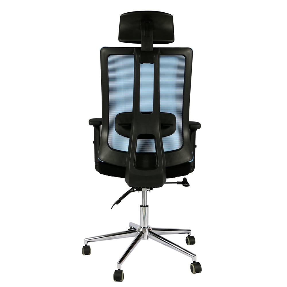 ERGONOMIC MESH EXECUTIVE OFFICE CHAIR WITH HEADREST - BLUE