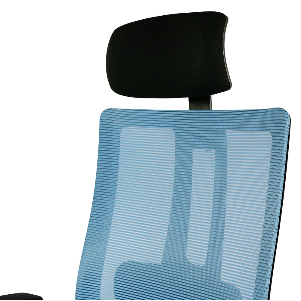 ERGONOMIC MESH EXECUTIVE OFFICE CHAIR WITH HEADREST - BLUE