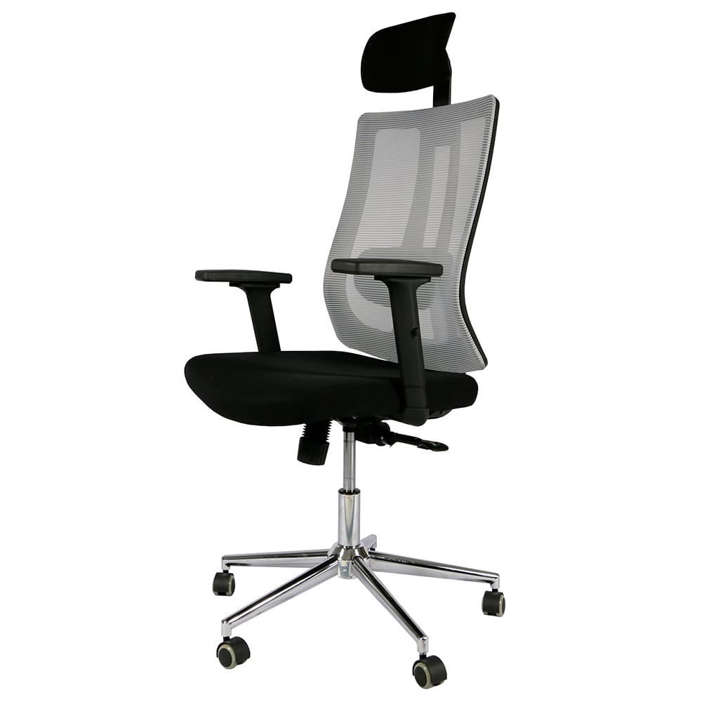 ERGONOMIC MESH EXECUTIVE OFFICE CHAIR WITH HEADREST - GREY