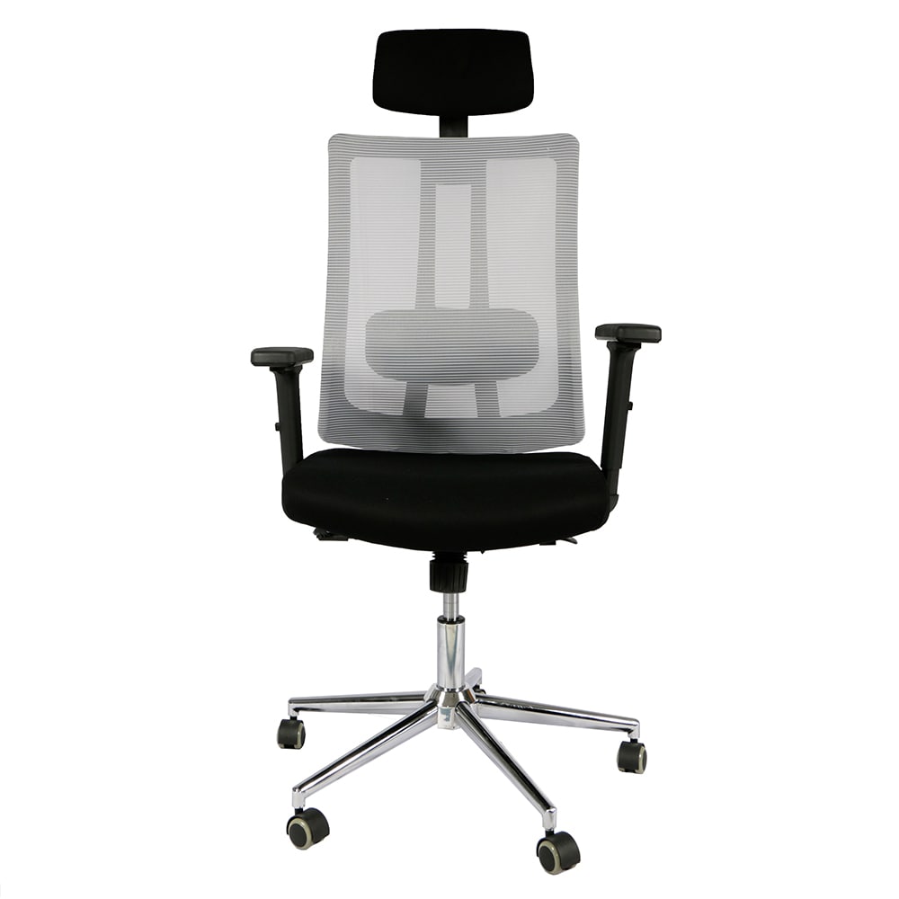 ERGONOMIC MESH EXECUTIVE OFFICE CHAIR WITH HEADREST - GREY