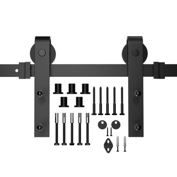 BLACK STEEL SLIDING BARN DOOR TRACK SET