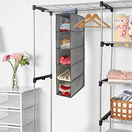 HANGING CLOSET ORGANIZER STORAGE BAG (LAYER #5) - Grey