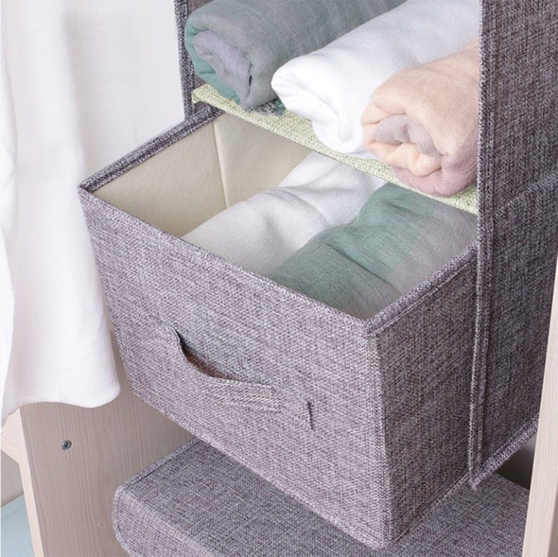 INTER LAYER DRAWERS FOR HANGING CLOSET ORGANIZER STORAGE BAGS - BEIGE