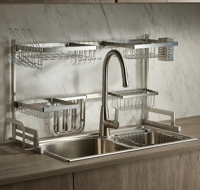 STAINLESS STEEL SINK DISH DRYING RACK - Silver