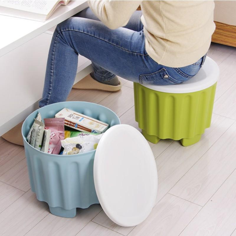 KIDS PLASTIC STOOL WITH STORAGE