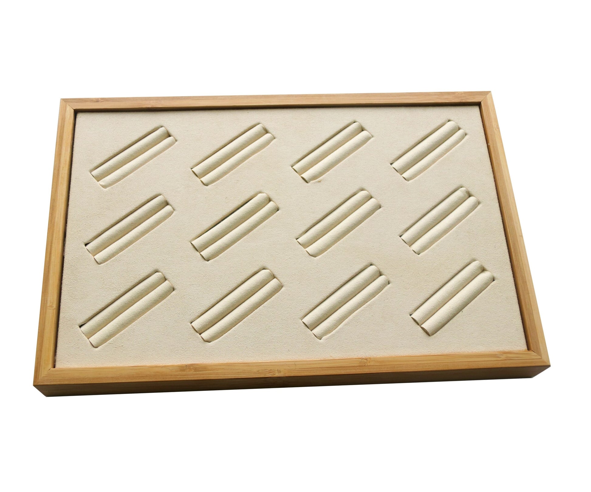 SQUARE VELVET RING DISPLAY BAMBOO TRAY