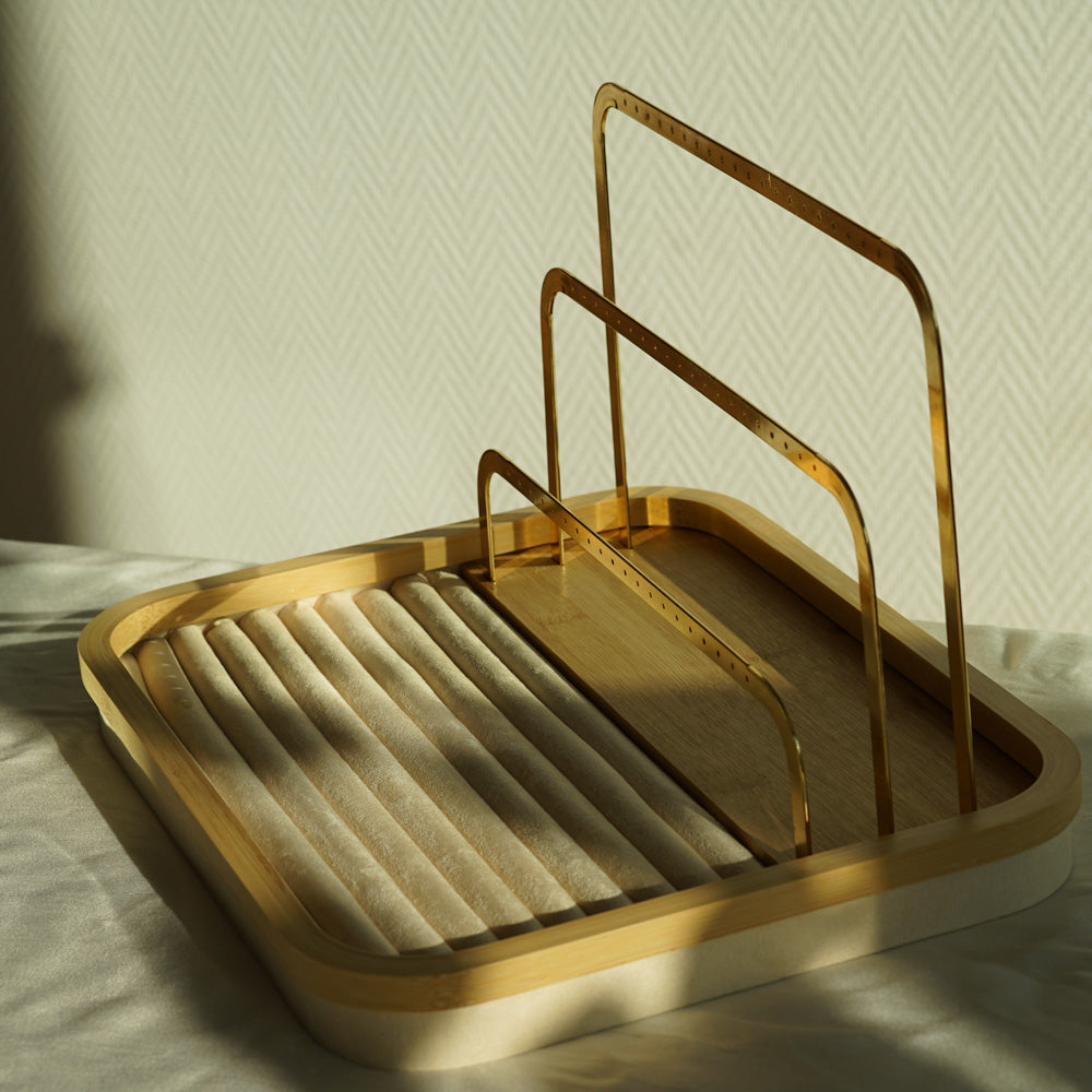 VELVET EARRING & RING DISPLAY - BAMBOO