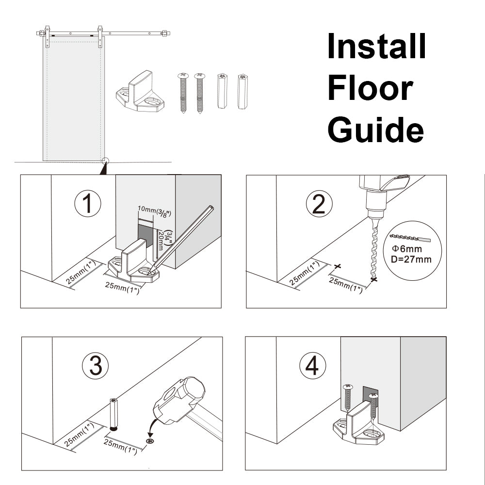 STEEL BYPASS BARN DOOR KIT FOR DOUBLE DOOR - 6.6FT