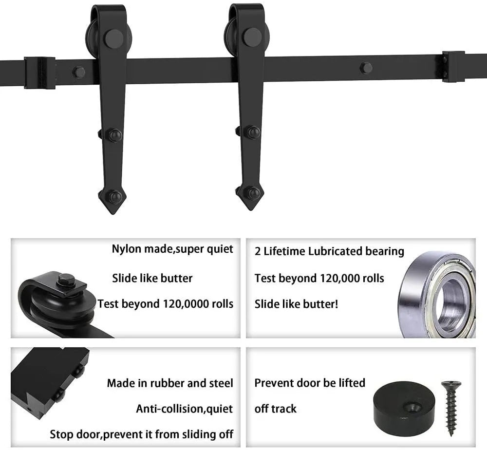 STEEL BYPASS BARN DOOR SLIDE KIT ARROW SHAPED