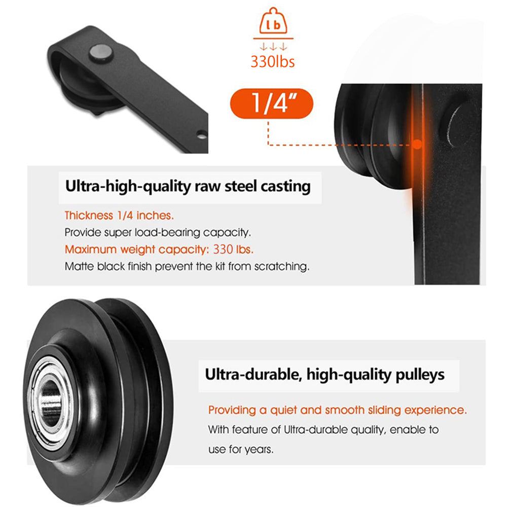 STEEL BYPASS BARN DOOR SLIDE KIT ARROW SHAPED