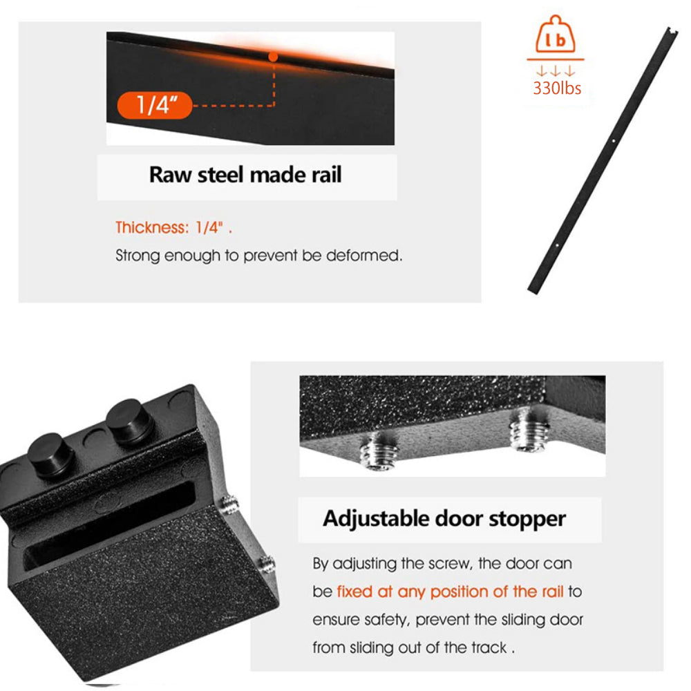 STEEL BYPASS BARN DOOR SLIDE KIT ARROW SHAPED