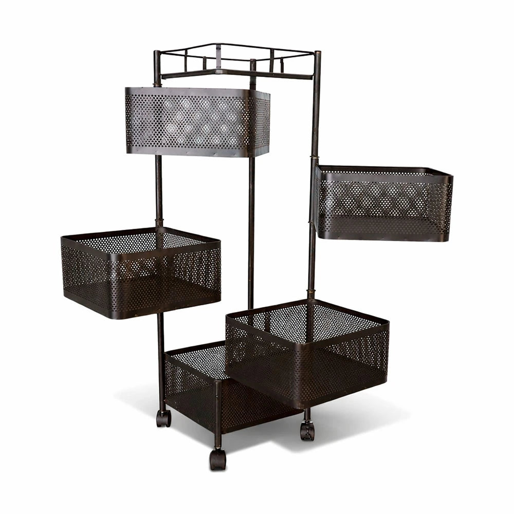 5-Tier Metal Rolling Kitchen Storage Basket