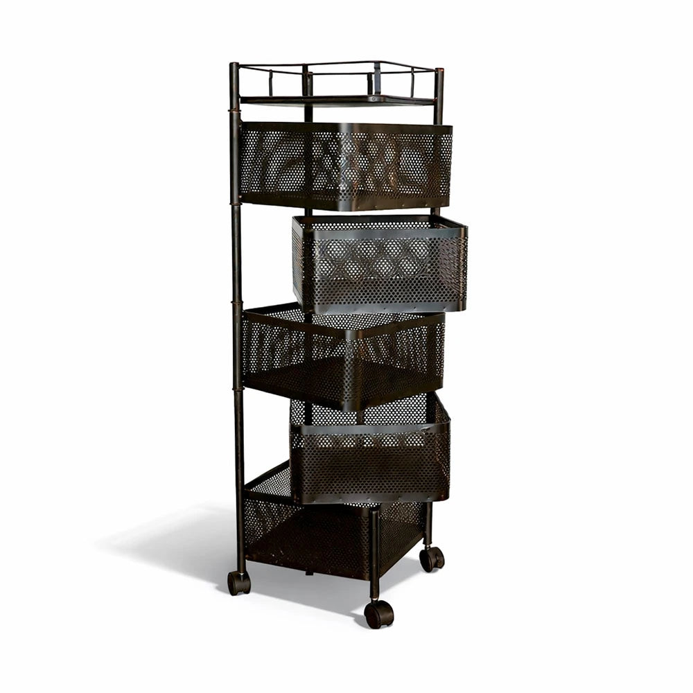 5-Tier Metal Rolling Kitchen Storage Basket