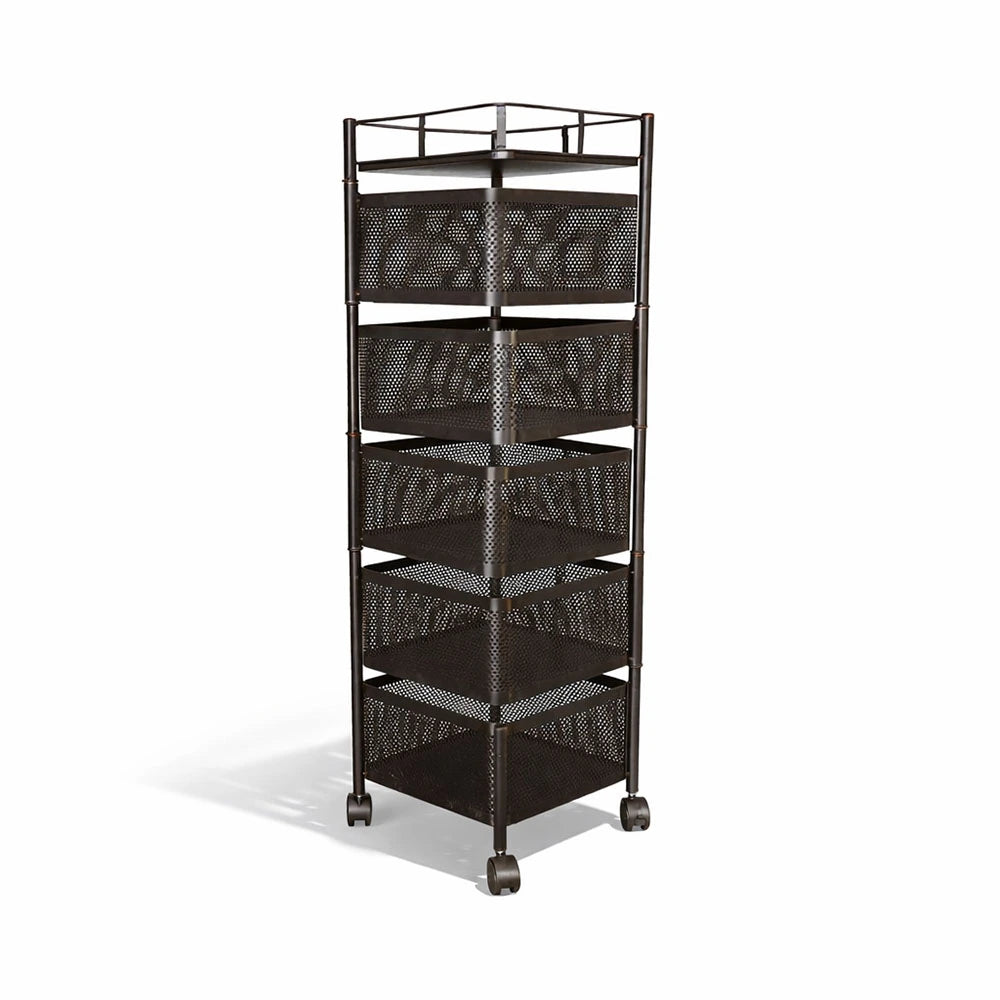 5-Tier Metal Rolling Kitchen Storage Basket