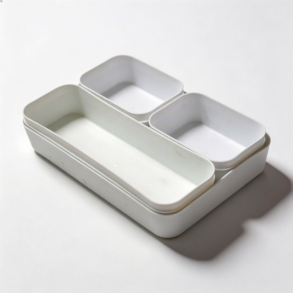White Multi-Compartment Desktop Organizer Tray Set
