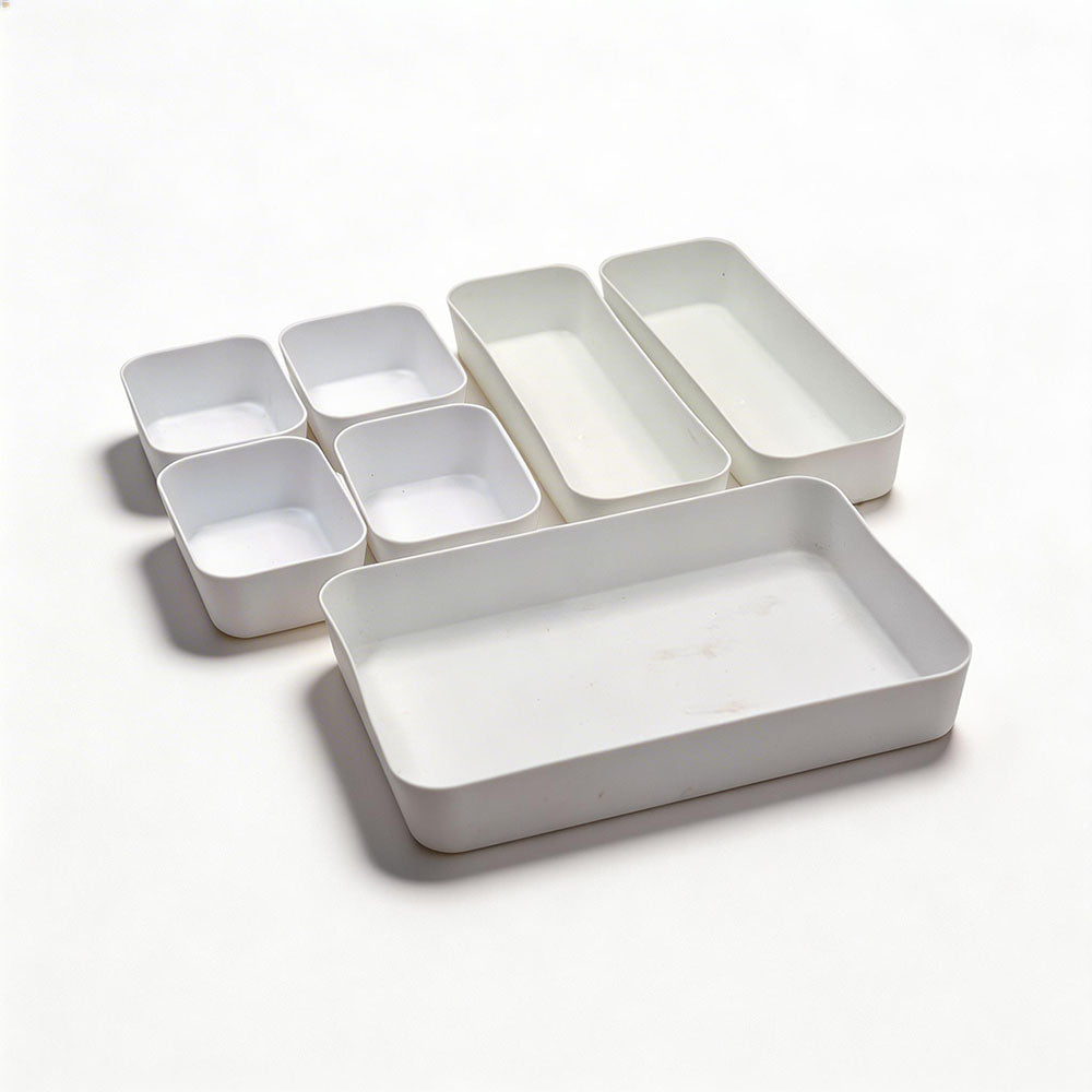 White Multi-Compartment Desktop Organizer Tray Set