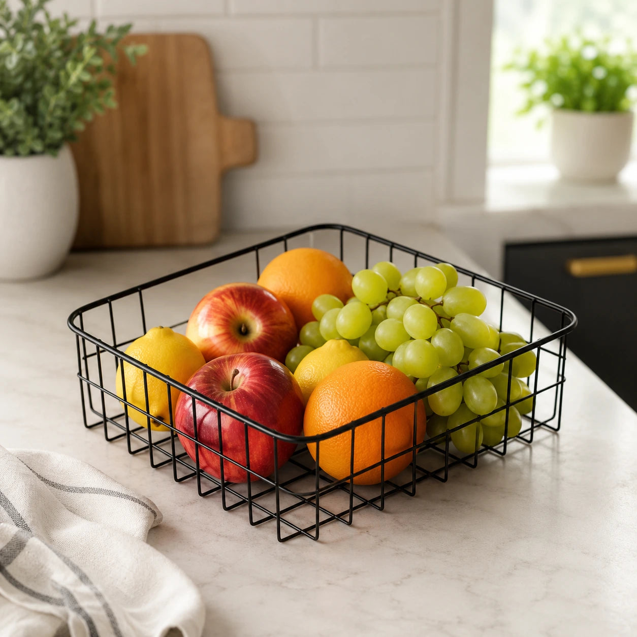 Black Metal Wire Fruit Basket