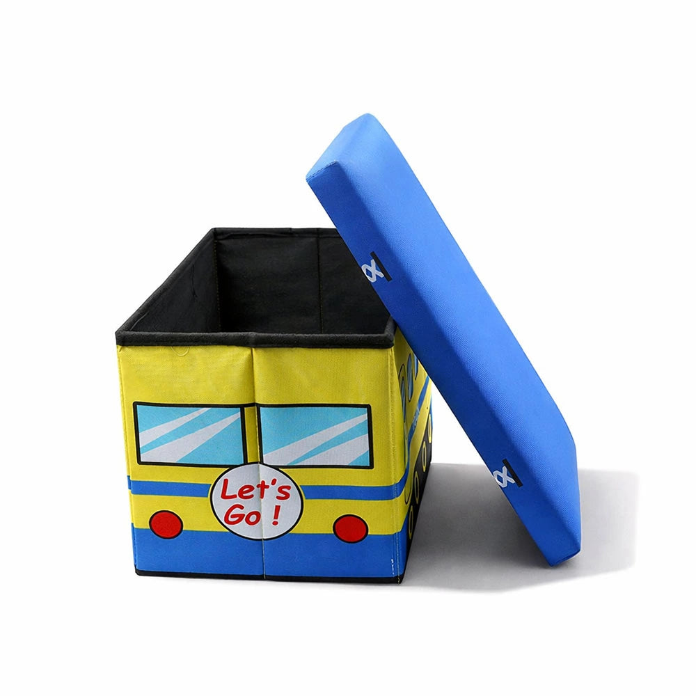 Kids Bus Print Foldable Storage Box with Lid