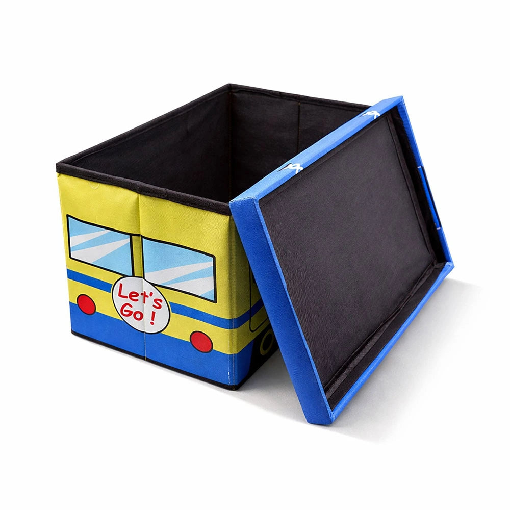 Kids Bus Print Foldable Storage Box with Lid