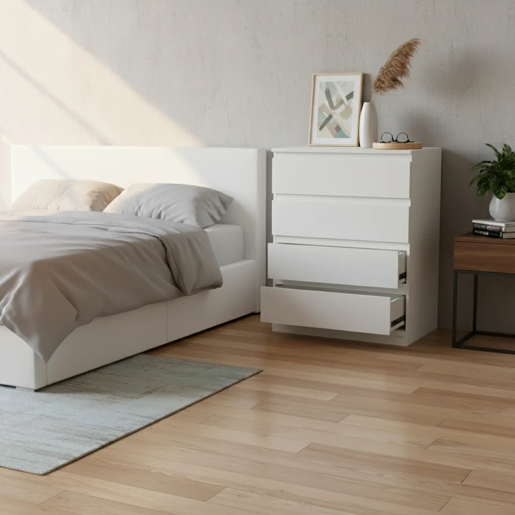 Lucent Chest of Drawer – Modern White Storage Cabinet