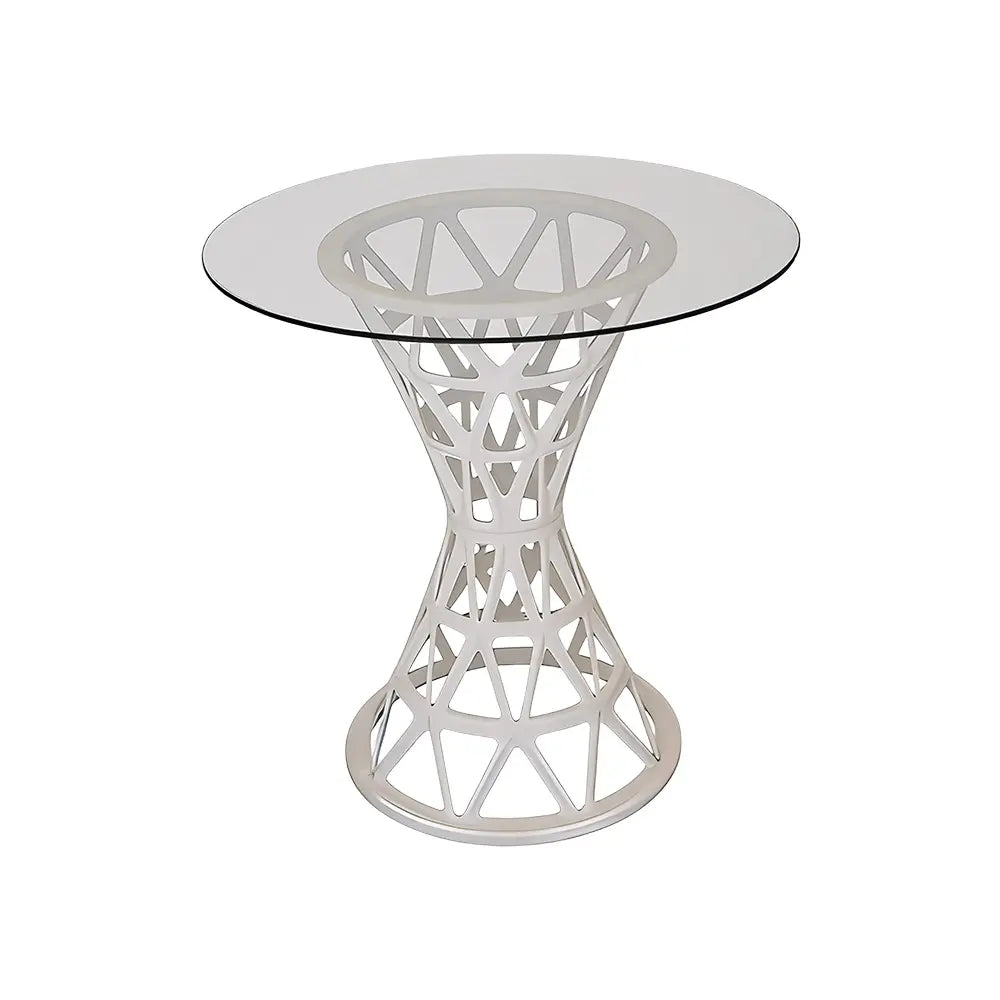 Modern Geometric Base Round Glass Side Table