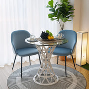 Modern Geometric Base Round Glass Side Table