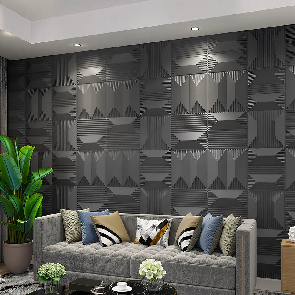 Black Geometric PVC 3D Wall Panel