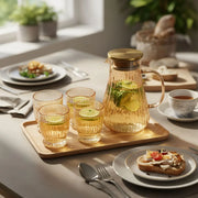 Amber Glass Beverage Jug Set with 4 Cups