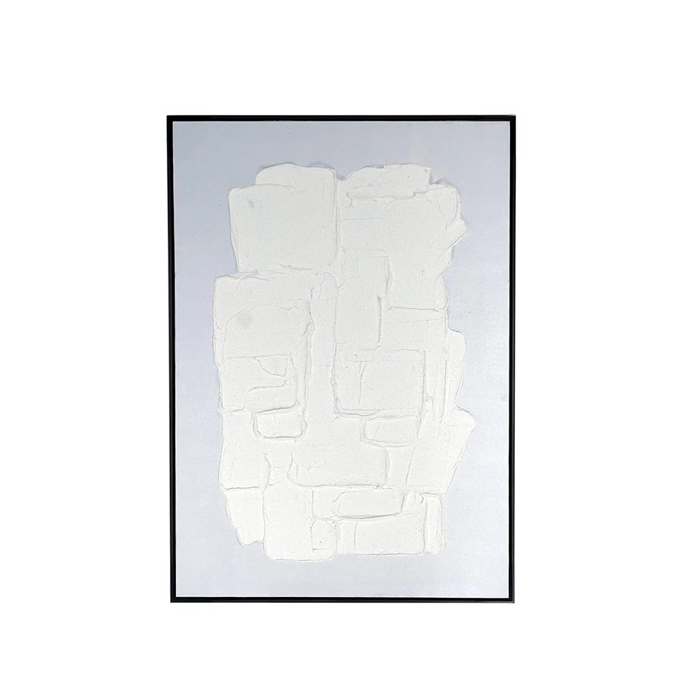 Modern 3D White Textured  Art Panel – Modern Canvas Wall Frame