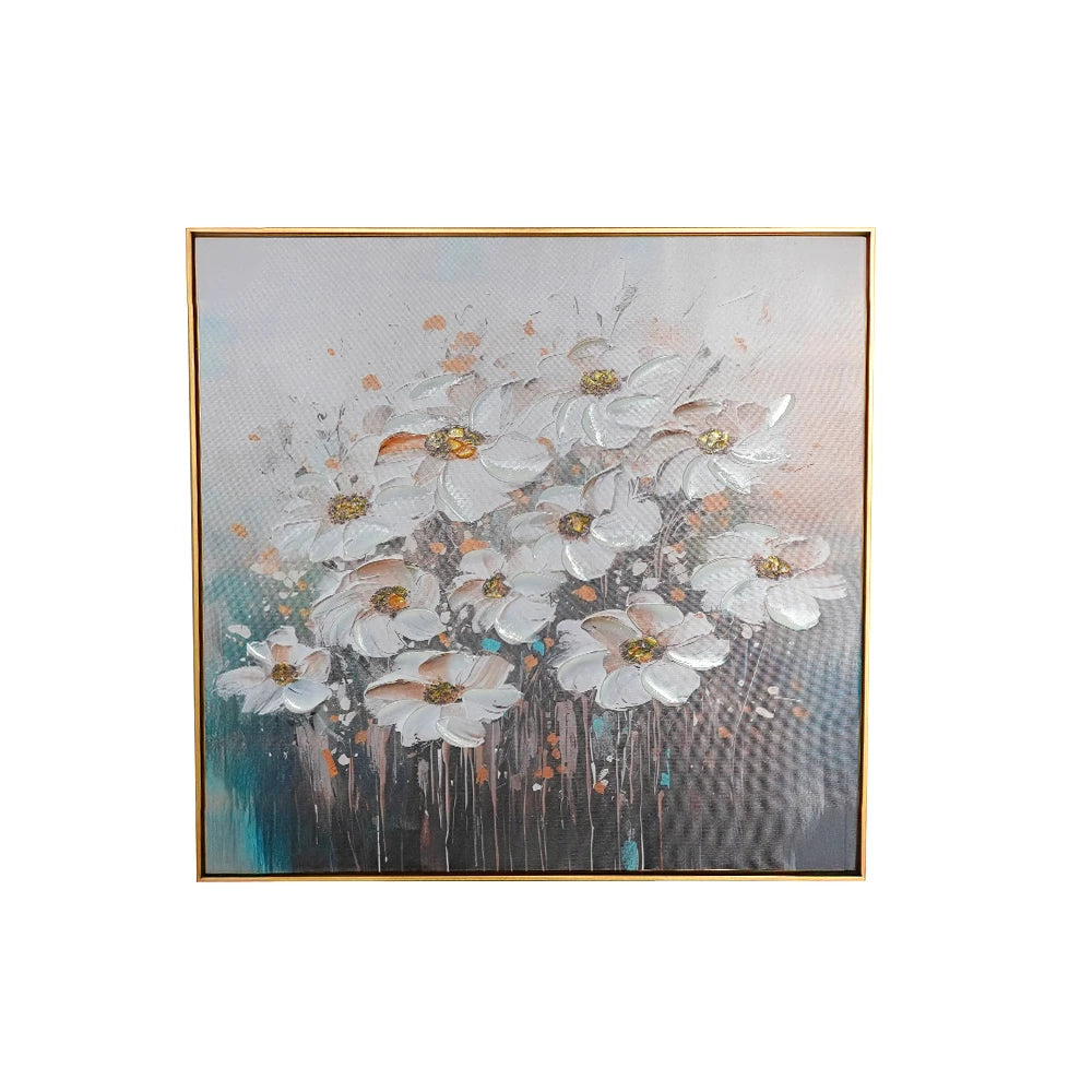 Elegant White Flower 3D Textured Wall Frame