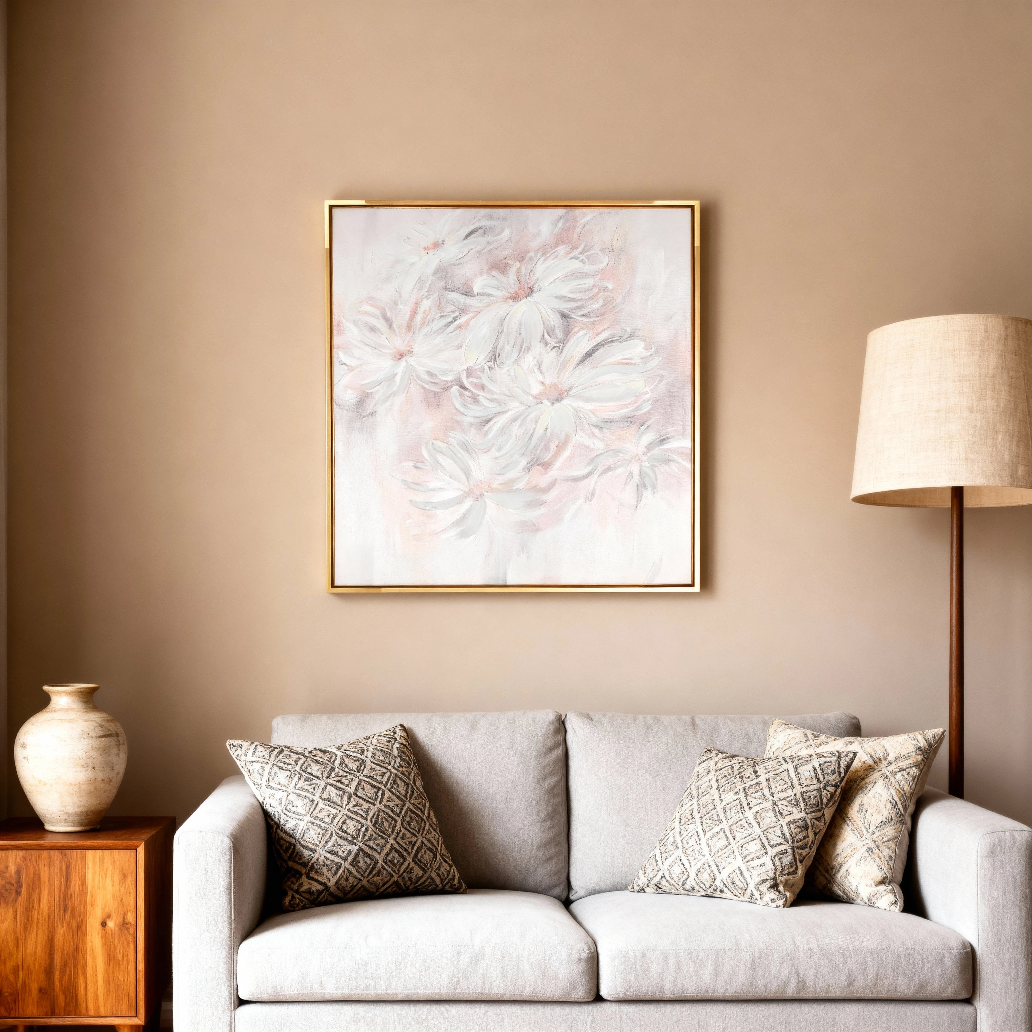 White Daisy Textured Art Frame - Modern Abstract Floral Wall Decor