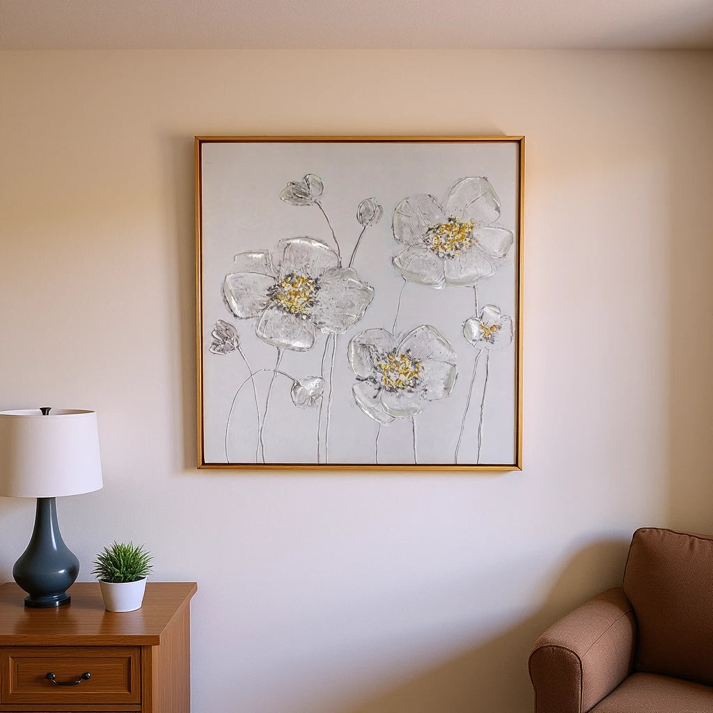 3D White Flower Wall Frame