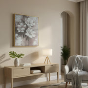 Modern Pastel Flower Wall Art – Textured Canvas with Gold Frame