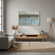 Blue Mist Gold Accent Textured Art Panel – Gold Drizzle Textured Wall Frame