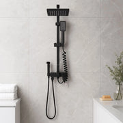 Modern Aluminum Matte Black Rain Shower & Hand Shower Combo System