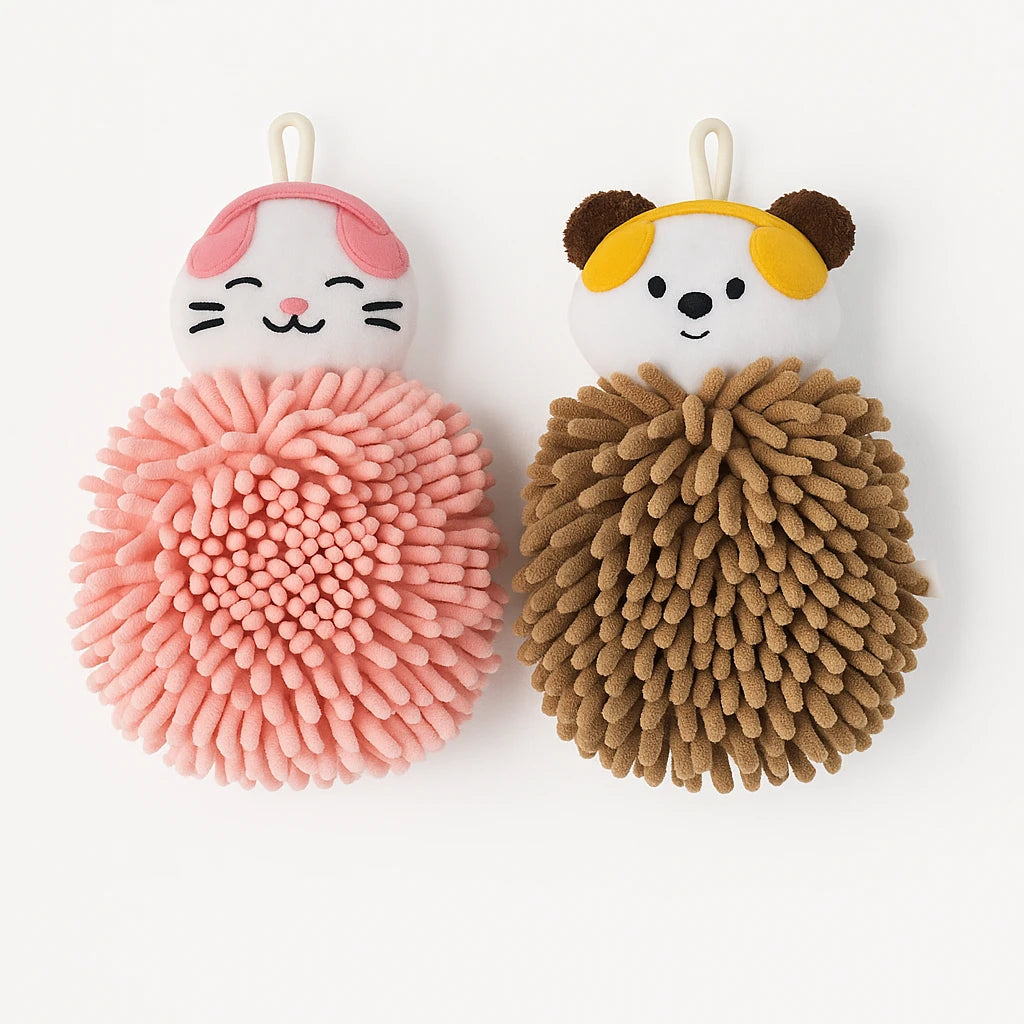 Soft Animal Face Design Hanging Hand Towel for Kitchen & Bathroom