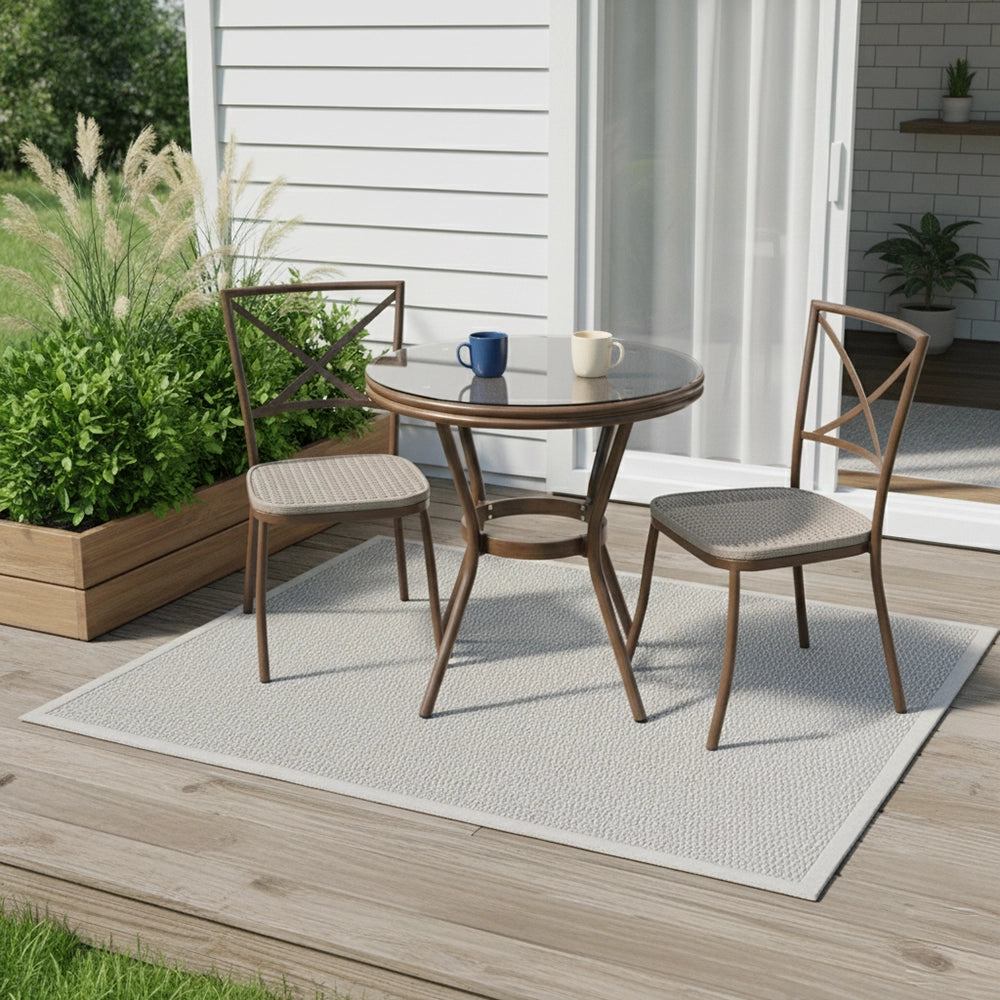 Outdoor Balcony Coffee Table with Glass Top