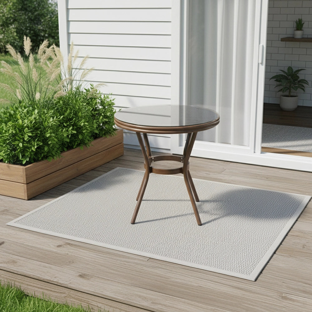 Outdoor Balcony Coffee Table with Glass Top