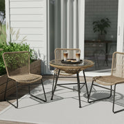 Stylish Woven Rope Outdoor Lounge Table with Glass Top