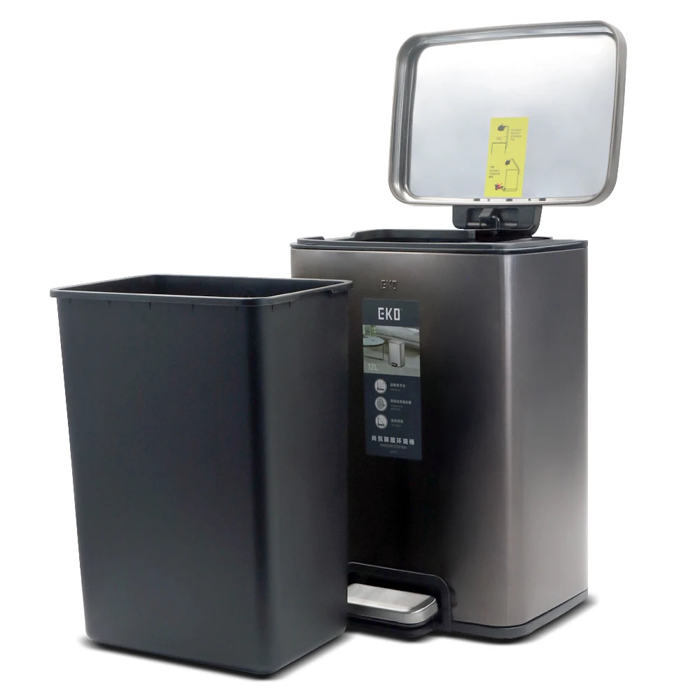 EKO Foot Pedal Waste Bin with Soft-Close Lid – 12L