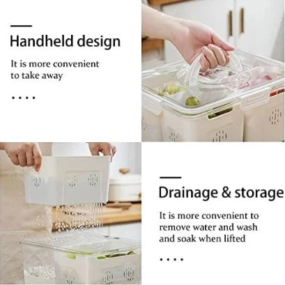 AIRTIGHT FRIDGE STORAGE CONTAINER WITH 4 REMOVABLE DRAIN BOX