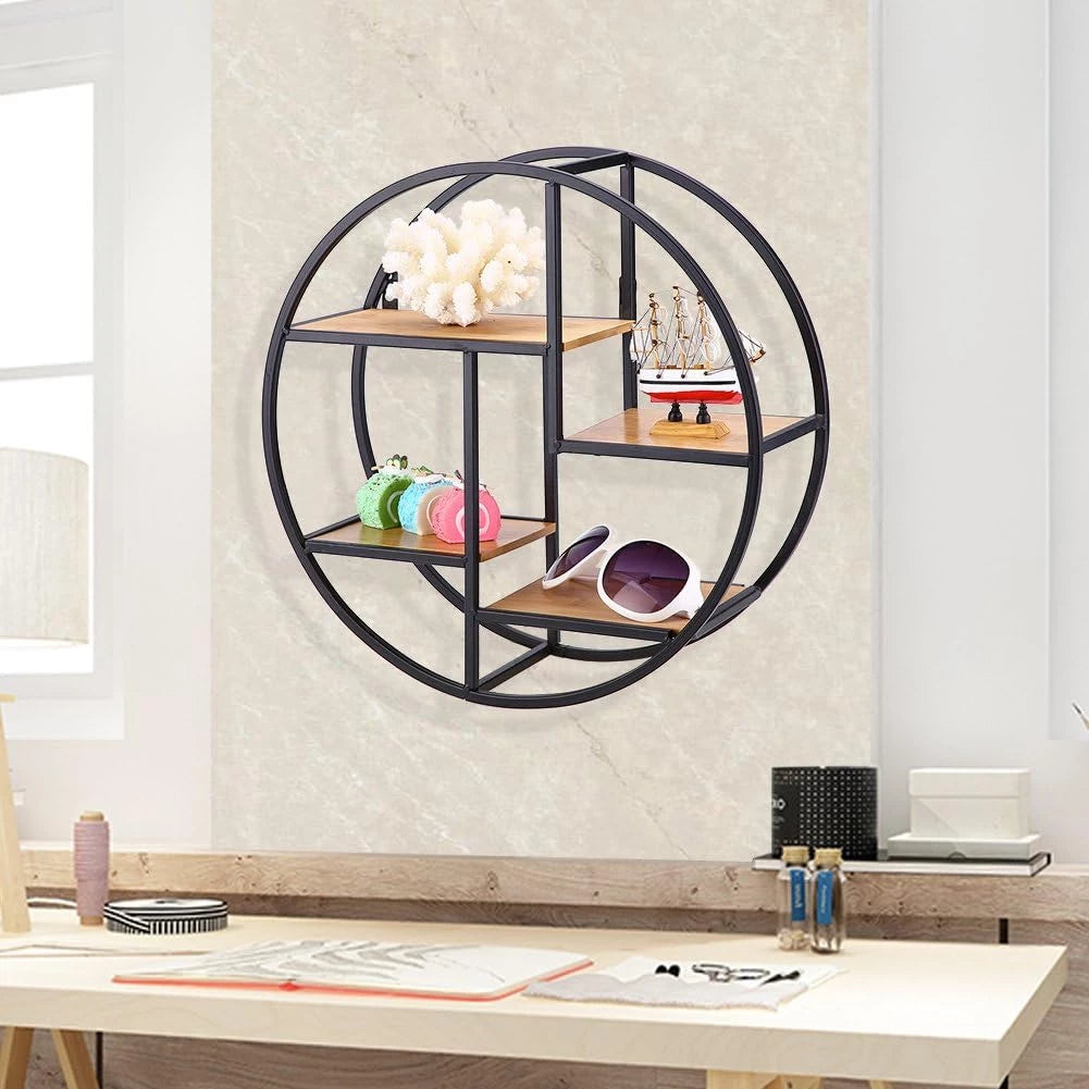 4-TIER RUSTIC ROUND FLOATING SHELF