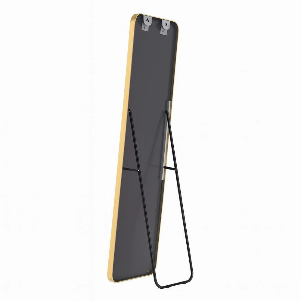 Modern Curved Edge Gold Frame Standing Mirror
