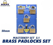 50MM SOLEX 5:1 MASTER KEY BRASS PADLOCKS SET – HEAVY-DUTY SECURITY LOCKS